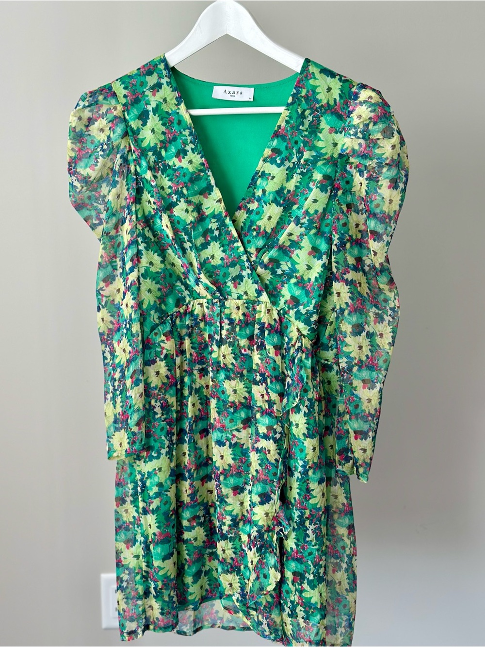 Green Floral Wrap Dress
